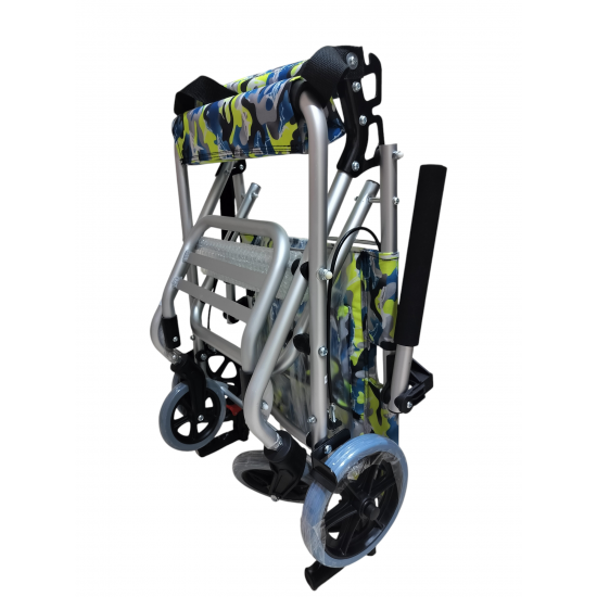 eOnekart Aluminum Transit Wheelchair With Travelling Carry Bag | Ultra Lightweight Compact Foldable Portable | Flip Up Armrest & Footrest | Attendant Propelled With Brake for Adult, Elderly & Children