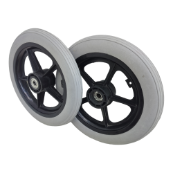 eOnekart 12 Inch Rear PU Hub PVC Wheel Replacement for Wheelchair With Bearing | Puncture Proof Solid Tire - Grey (Pack of 2)