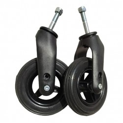 eOnekart 6 Inch (150×30) Wheelchair Wheel Complete With Fork Bearing & Nut Bolt | Height Adjustable | Black (Pack of 2)