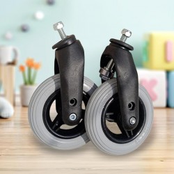 eOnekart (150×30) 6 Inch Front Caster Wheelchair Wheel Complete With Fork Bearing & Nut Bolt | Height Adjustable For Manual & Electric Wheelchairs (Grey, Pack Of 2)