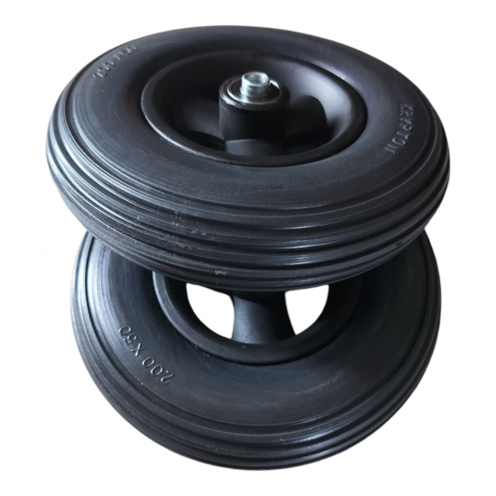 eOnekart Premium Imported 8 Inch (200×50) Front Caster Wheel for Electric Wheelchair With Bearing (Pack of 2) - Black