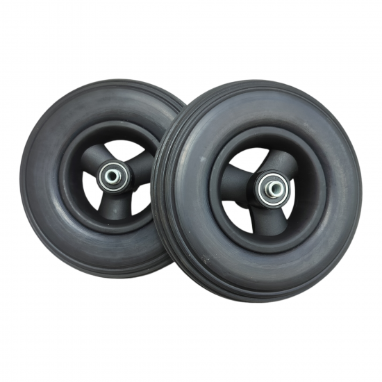 eOnekart Premium Imported 8 Inch (200×50) Front Caster Wheel for Electric Wheelchair With Bearing (Pack of 2) - Black