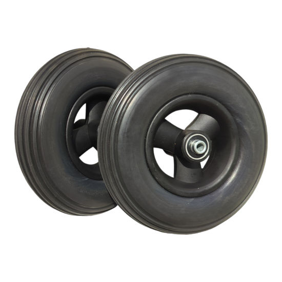 eOnekart Premium Imported 8 Inch (200×50) Front Caster Wheel for Electric Wheelchair With Bearing (Pack of 2) - Black