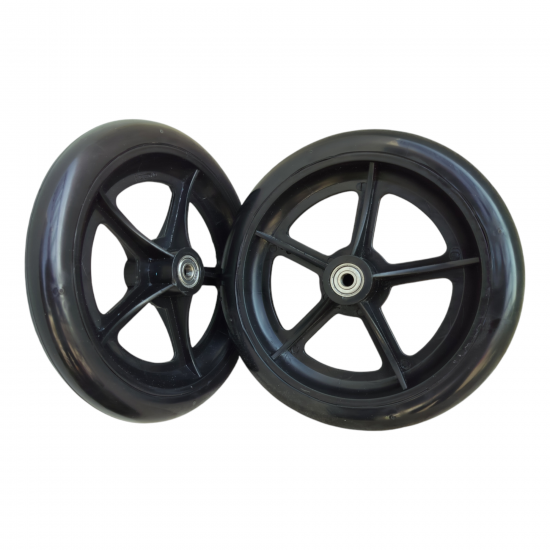 eOnekart 8 Inch Front Caster Solid PU Wheel Replacement for Wheelchair With Bearing (Pack of 2)