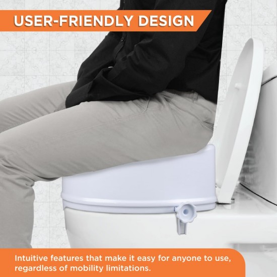 eOnekart Commode Raiser Seat 6 inch | Comfortable, Lightweight Portable Commode Seat Raiser/Adjustable Toilet Seat - Universal (White)