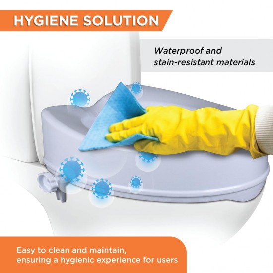 eOnekart Commode Raiser Seat 6 inch | Comfortable, Lightweight Portable Commode Seat Raiser/Adjustable Toilet Seat - Universal (White)