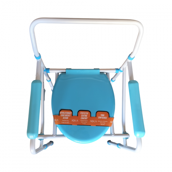 eOnekart Karma Aqua-2 Bedside Commode Chair for Adult Patient for Home Hospitals Clinics I Weight Capacity Upto 120kg I Height Adjustable I Foldable Toilet Seat - Blue