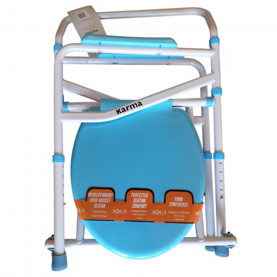 eOnekart Karma Aqua-2 Bedside Commode Chair for Adult Patient for Home Hospitals Clinics I Weight Capacity Upto 120kg I Height Adjustable I Foldable Toilet Seat - Blue