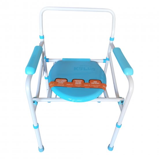 eOnekart Karma Aqua-2 Bedside Commode Chair for Adult Patient for Home Hospitals Clinics I Weight Capacity Upto 120kg I Height Adjustable I Foldable Toilet Seat - Blue