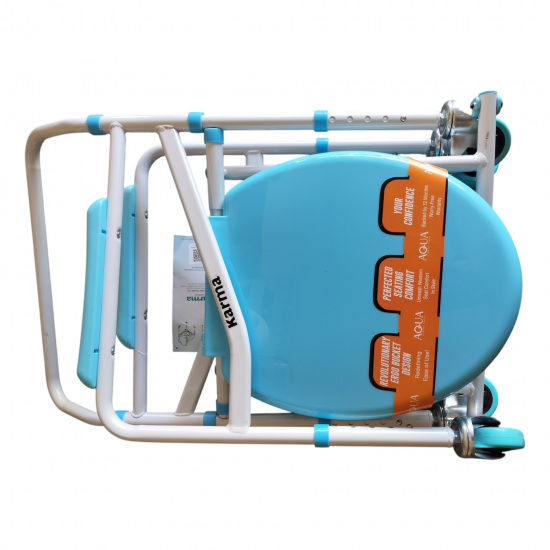 eOnekart Karma Aqua-5 Bedside Commode With Wheel Chair for Adult Patient for Home Hospitals Clinics I Weight Capacity Upto 120kg I Height Adjustable I Foldable Toilet Seat - Blue