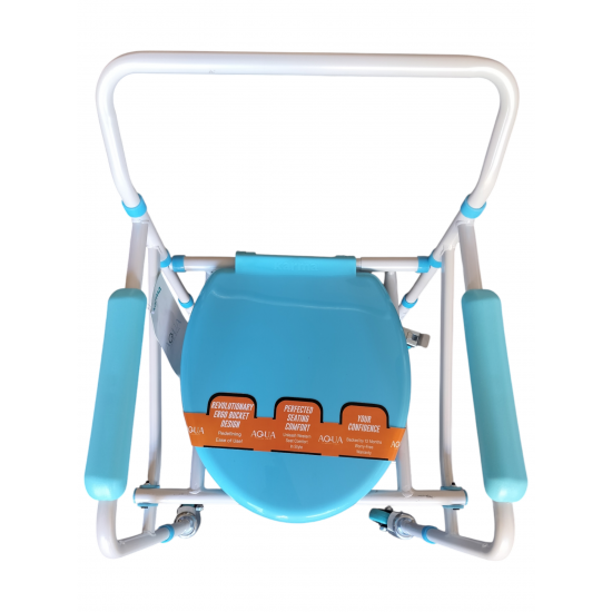 eOnekart Karma Aqua-5 Bedside Commode With Wheel Chair for Adult Patient for Home Hospitals Clinics I Weight Capacity Upto 120kg I Height Adjustable I Foldable Toilet Seat - Blue