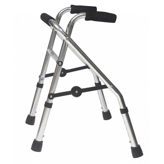 eOnekart Smartcare Silver Aluminium 5 Inch Height Adjustable Folding Walker for Kids 966LS (Small Size) - Extremely Lightweight Portable Stylish & Secure Mobility Solution