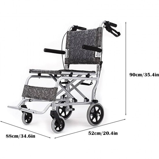eOnekart Ultralightweight Compact Foldable Portable Aluminum Transit Wheelchair With Travelling Carry Bag - Flip Up Footrests & Armrests | Attendant Propelled With Brake For Adults, Elderly & Children