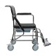 eOnekart Rolling Commode Chair U-Cut Seat with Removable Pot | Chrome Steel Frame | Lightweight Portable Durable Wheelchair | Flip Down Armrest | Detachable Legrest | 5'' Castor Wheels Rear With Brake