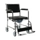 eOnekart Rolling Commode Chair U-Cut Seat with Removable Pot | Chrome Steel Frame | Lightweight Portable Durable Wheelchair | Flip Down Armrest | Detachable Legrest | 5'' Castor Wheels Rear With Brake