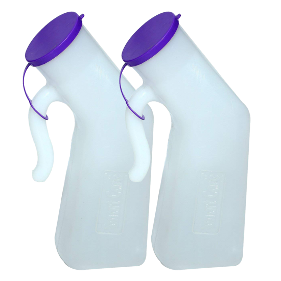 eOnekart Unisex Urine Pot 2 IN 1 for Male & Female | Portable Comfortable & Hygienic - 1000ml | Urine Collector for Bed Patients | Pee Funnel Urinal Bottle (Pack of 2)