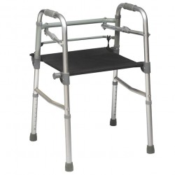 eOnekart Aluminium Height Adjustable Folding Walker With Seat | Lightweight Portable | Handle Grip | Easy to Use