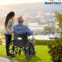 eOnekart Smartcare Lightweight Portable Foldable Manual Wheelchair SC-809-B PC (Powder Coated) With Brake & Soft Arm Pads | Seniors, Patients & Disabled People | Ease of Use