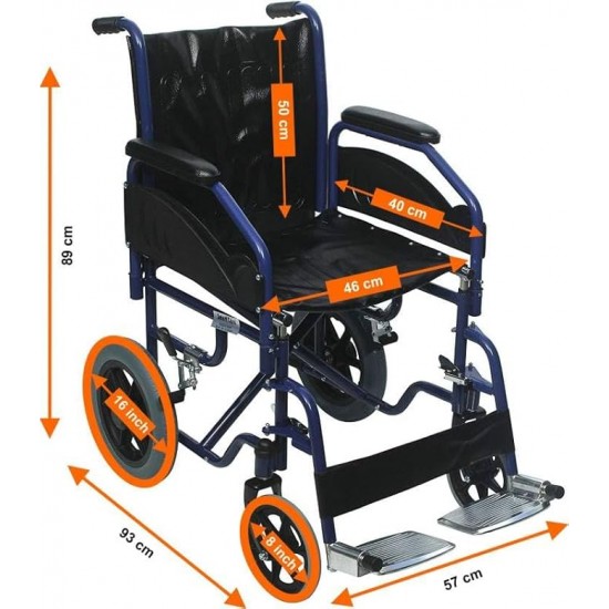 eOnekart Premium Foldable Durable Portable Lightweight Wheelchairs With Detachable Footrest & Armrest - SC904B